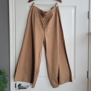 Wide Leg Drawstring Pants - Tan